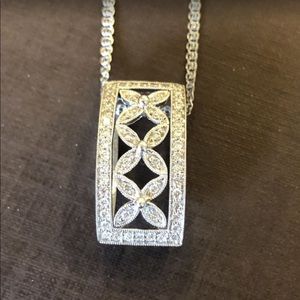 White gold pendant and chain with diamonds